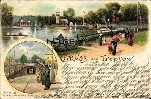 Litho Berlin Treptow, Kaiser Wilhelmgarten, Dampferanlegestelle, Tunnel