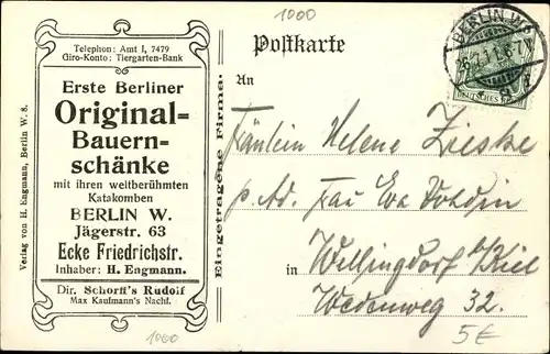 Ak Berlin Mitte, Zum groben Gottlieb, Bauernschänke, Jägerstr. 63