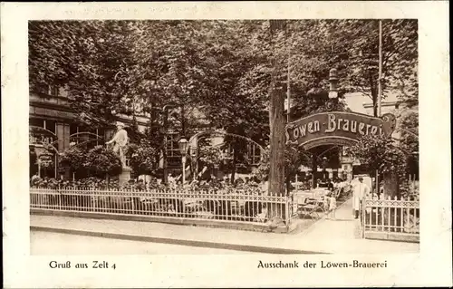 Ak Berlin Tiergarten, Zelt 4, Ausschank der Löwen Brauerei