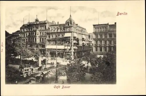 Ak Berlin Mitte, Partie Unter den Linden Ecke Friedrichstraße, Café Hotel Bauer