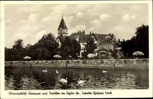 Ak Berlin Reinickendorf Tegel, Strandschloss Terrassen und Pavillon am Tegeler See