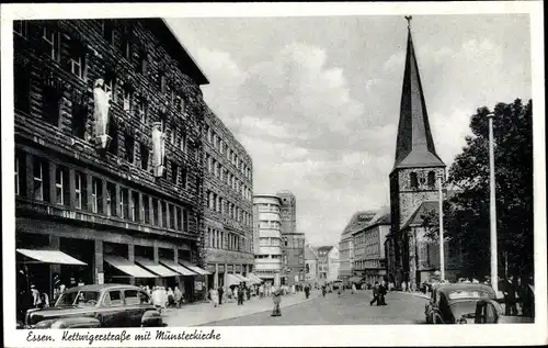 Ak Essen im Ruhrgebiet, Kettwiger Straße mit Münsterkirche