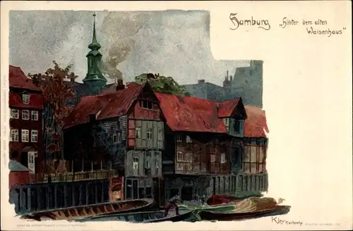 Künstler Litho Kley, Heinrich, Hamburg Mitte Altstadt, Hinter dem alten Waisenhaus, Lachmund