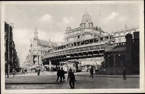 Ak Hamburg Altstadt, Hochbahn am Rödingsmarkt, U-Bahn