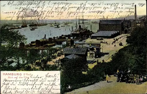 Ak Hamburg St Pauli, Blick auf die Elbe