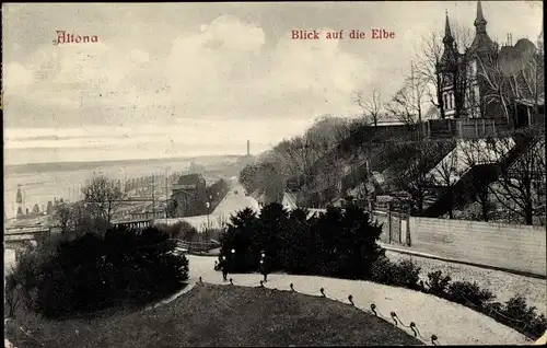 Ak Hamburg Altona, Blick auf die Elbe