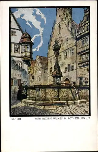 Künstler Ak Beckert, Rothenburg ob der Tauber Mittelfranken, Herterichsbrunnen