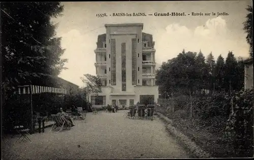 Ak Bains les Bains Vosges, Grand Hotel, Jardin