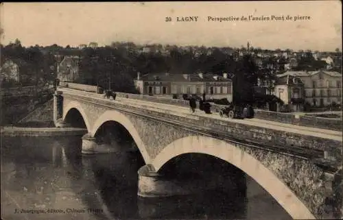 Ak Lagny Seine et Marne, Perspective de l'ancien Pont de pierre