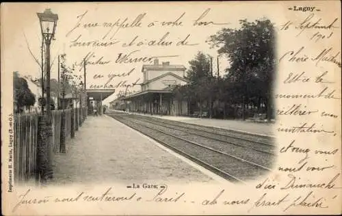 Ak Lagny Seine et Marne, La Gare