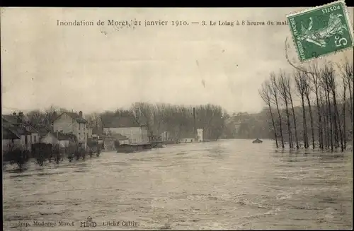 Ak Moret Seine et Marne, Inondation 21 Janvier 1910, Le Loing