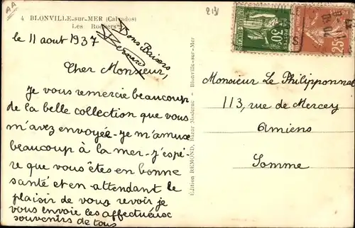 Ak Blonville sur Mer Calvados, Les Rochers