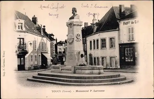 Ak Toucy Yonne, Monument P. Larousse