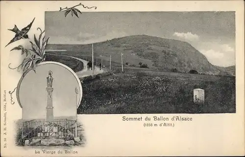 Ak Ballon d'Alsace Vosges, Sommet, Vue generale, La Vierge du Ballon
