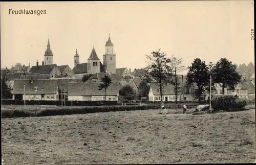 Ak Feuchtwangen in Mittelfranken, Teilansicht, Kirche