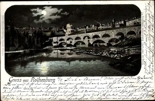 Ak Rothenburg ob der Tauber Mittelfranken, Tauberbrücke