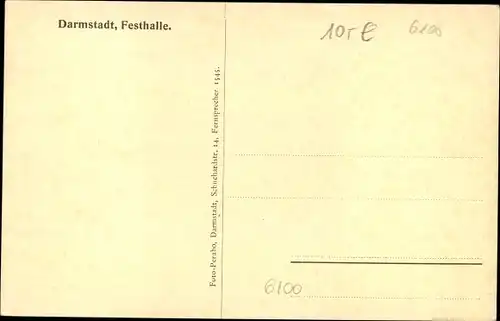 Ak Darmstadt in Hessen, Festhalle