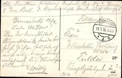 Ak Darmstadt in Hessen, Ortsansicht, Rheinstraße