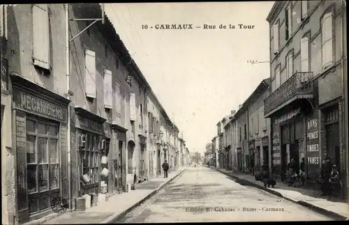 Ak Carmaux Tarn, Rue de la Tour, Mecaniciens