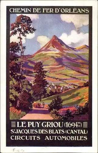 Künstler Ak Duval, Laveissière Cantal, Le Puy Griou, St. Jacques des Blats, Circuit Automobiles