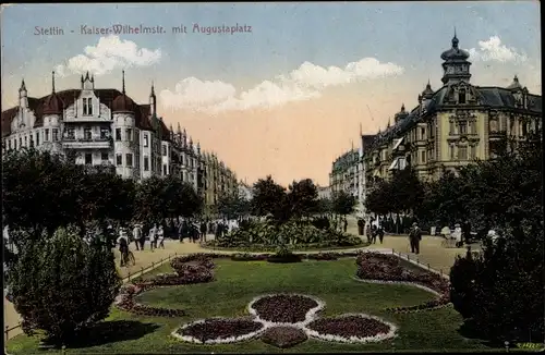 Ak Szczecin Stettin Pommern, Kaiser Wilhelmstraße, Augustaplatz