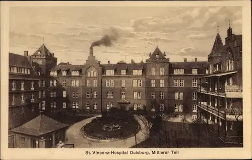 Ak Duisburg im Ruhrgebiet, St. Vincenz Hospital, mittlerer Teil