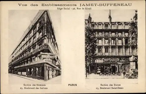 Ak Paris, Etablissements Jamet Buffereau, Section des Hommes, Section des Dames