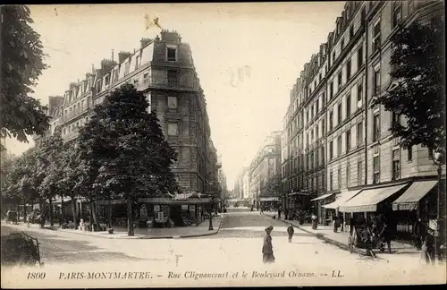 Ak Paris XVIII., Rue Clignancourt et le Boulevard Ornano