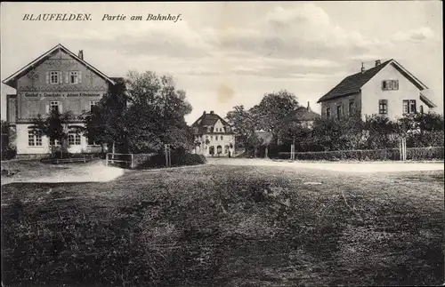 Ak Blaufelden Baden Württemberg, Partie am Bahnhof, Gasthof