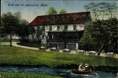 Ak Löbau in Sachsen, gemauerte Mühle, Gastwirtschaft