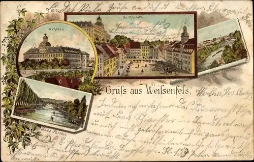 Litho Weißenfels an der Saale, Schloss, Marktplatz