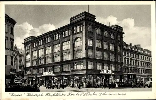 Ak Berlin Friedrichshain, Union Vereinigte Kaufstätten GmbH, Andreasstraße 