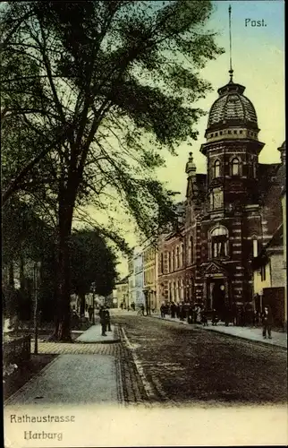 Ak Hamburg Harburg, Post, Rathausstraße