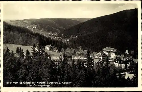 Ak Bärenfels Altenberg im Erzgebirge, Blick vom Spitzberg auf Ort und Kipsdorf