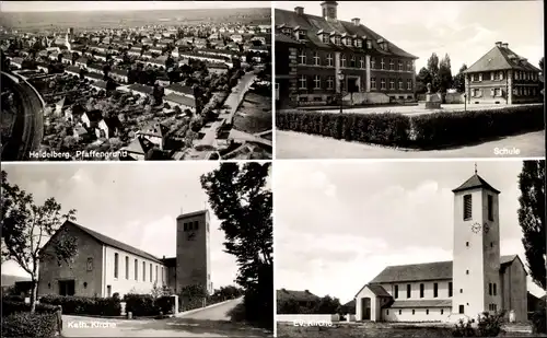 Ak Heidelberg am Neckar, Pfaffengrund, Schule, Katholische Kirche, Evangelische Kirche