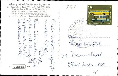 Ak Jungholz in Tirol,  Alpengasthof Pfeiffermühle