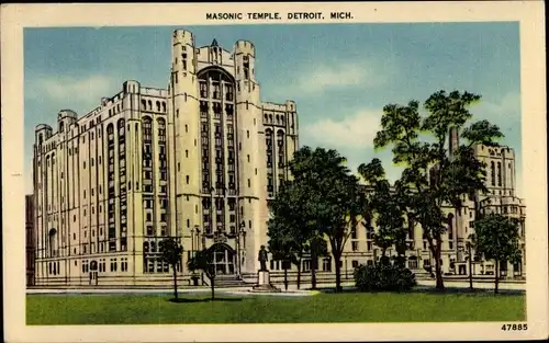 Ak Detroit Michigan USA, Masonic Temple