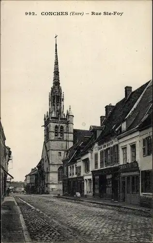 Ak Conches Eure, Rue Sainte Foy