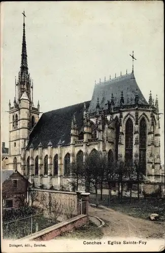 Ak Conches Eure, Eglise Sainte Foy