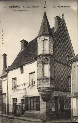 Ak Verneuil Eure, Ancienne Maison, Rue Notre Dame