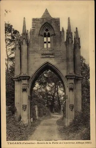 Ak Troarn Calvados, Revers de la Porte de l'Ancienne Abbaye