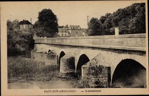 Ak Pacy sur Armançon Yonne, L'Armancon, Le Pont