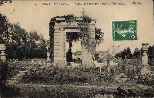 Ak Pontigny Yonne, Ruines de l'ancienne Chapelle