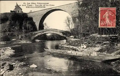 Ak Pierre Perthuis Yonne, Les deux Ponts, Vallee de la Cure