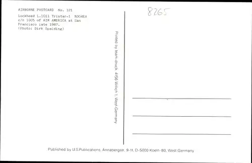Ak Amerikanisches Passagierflugzeug, Air America, Tristar-1, N304EA, Lockheed L. 1011