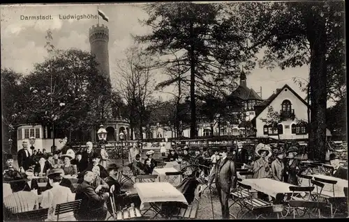 Ak Darmstadt in Hessen, Ludwigshöhe, Terrasse