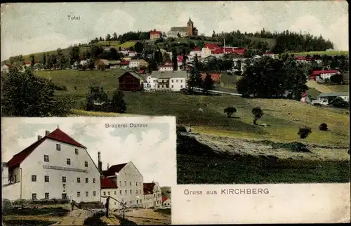 Ak Kirchberg im Wald Niederbayern, Gesamtansicht, Brauerei Danzer