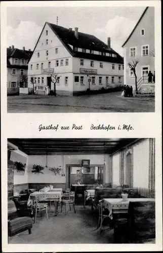 Ak Bechhofen Mittelfranken, Gasthof zur Post, Innenansicht