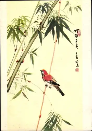 Künstler Ak Jao Yau Nan, Ein Brief bring gute Nachricht, Vogel, Buchheim Kunstkarte 657