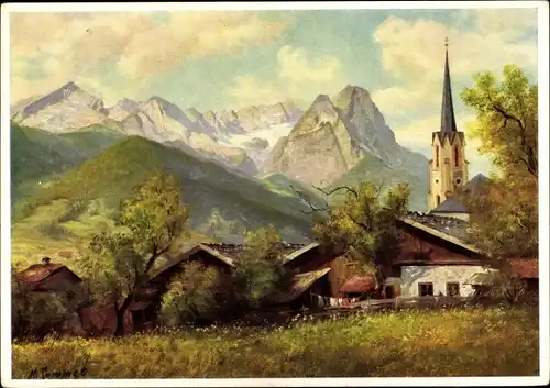 Künstler Ak Sammert, Max, Fuggerwiese mit Wettersteingebirge, Nr. 887